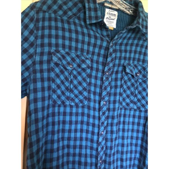 44mm Legendary Work Wear Original Vintage Men’s XL Blue Plaid Snap Button Shirt - Picture 4 of 16